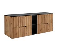 3E 3xE living.com Meuble de Salle de Bains, chêne Craft/Noir, 140 (2 x 60 + 20) x 58,6 x 46 cm