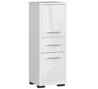 3E 3xE living.com Meuble Salle de Bain avec Deux armoires, D : H : 85 cm, L : 30 cm, P : 30 cm, Blanc/Blanc Brillant
