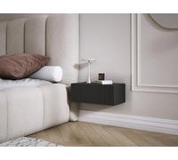 3xE Living Table de Chevet Suspendue avec tiroir - façade rainurée, Noir, 40 x 20 x 16 cm