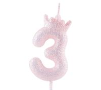 3e Bougies d'anniversaire avec couronne violette pailletée, bougie numéro anniversaire violet clair pour décorations de gâteau, filles, anniversaire de mariage, célébration de fête joyeuse