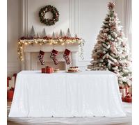 3E Home Nappe rectangulaire blanche à paillettes - 127 x 203 cm - Pour mariage, fête, banquet