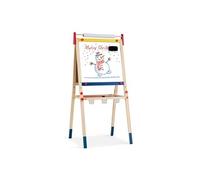 3en1 chevalet de peintre pour enfants avec rouleau de papier tableau magnétique blanc & noir en bois de pin hauteur réglable