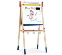 3en1 chevalet giantex de peintre pour enfants avec rouleau de papier tableau magnétique blanc & noir en bois de pin hauteur réglable Blanc G