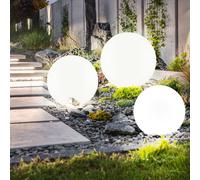 Lampe solaire Lampe enfichable Lampe de jardin Lampe sphérique Terrasse, accu IP44 Piquet de terre, blanc argenté, LED blanc chaud, set de 3 pièces