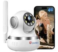 3G/4G LTE Caméra Surveillance Intérieur Ctronics avec Carte SIM 360° PTZ sans Fil Vision Nocturne Couleur Détection Humaine/Mouvement Suivi Automatique Audio Bidirectionnel pour Bébé/Animaux G