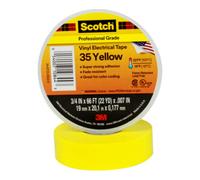 3M Ruban isolant électrique Scotch 35 - vinyle jaune 19 mm x 20 m, 0,18 mm - lot de 20