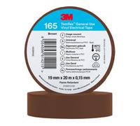 3M Temflex 165 Ruban électrique isolant en vinyle, brun, 19 mm x 20 m, 0,15 mm x100 morceau