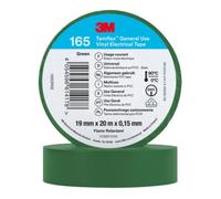 3M Temflex 165 Ruban isolant électrique en vinyle, vert, 19 mm x 20 m, 0,15 mm x100 morceau