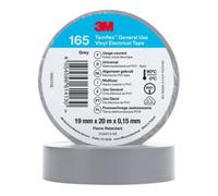 3M Temflex 165 Ruban isolant électrique en vinyle, gris, 19 mm x 20 m, 0,15 mm x100 morceau