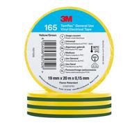 3M Ruban isolant électrique Temflex 165 vert/jaune 19 mm x 20 m 0,15 mm 100 pièces