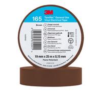 3M Temflex 165 Ruban électrique isolant en vinyle, brun, 19 mm x 25 m, 0,15 mm x100 morceau