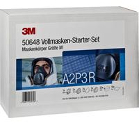 3M 50648 Kit de démarrage pour masques complets, 1x corps de masque complet 6800 taille M, 2x filtres à gaz/anti-vapeur 06915 A2*, 2x filtres à particules 5935 P3R, 2x couvercles de filtre 501, 25x fe