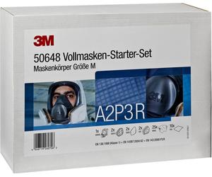 3M 50648 Kit de démarrage pour masques complets, 1x corps de masque complet 6800 taille M, 2x filtres à gaz/anti-vapeur 06915 A2*, 2x filtres à particules 5935 P3R, 2x couvercles de filtre 501, 25x fe