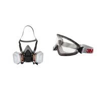 3M 6002C - Kit de Demi-masque respiratoire gaz/vapeur & Lunettes-masque de sécurité 2890SA, Classic