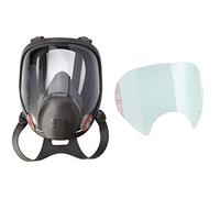 3M 7100015052 6900 Masque complet en silicone, taille L, noir / gris & 7100139126 Série 6000 Couverture de visière de pelure, transparent, paquet de 25