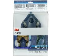 3M 7523L Kit 1x masque silicone 7503L, 2x filtres 6055 A2 , 4x filtres 5935 P3R, 2x couvercles 501 x1 morceau