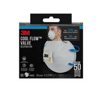 3M 8822 Masque de protection respiratoire FFP2 avec valve d'expiration Cool-Flow, jusqu'à 10 fois la valeur limite, emballage de 3 pièces x6 morceau