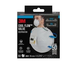 3M 8822PRO5 FFP2 Lot de 5 masques respiratoires pour ponçage manuel et outils électriques