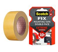 3M 91915025 Ruban Adhésif Double Face 50 mm x 25 m & Scotch-Fix Ruban Adhésif Double Face de fixation Extrême pour Extérieur, 19 mm x 1,5 m - Pour un Usage Extérieur extrême