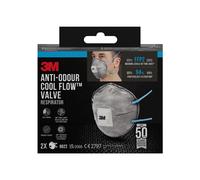 3M 9922 Masque anti-odeur FFP2 avec valve d'expiration Cool-Flow, contre les particules solides ainsi que les aérosols liquides non volatils, jusqu'à 10 fois la valeur VME pour l'ozone ainsi que contr