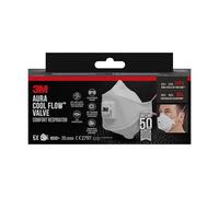3M Aura 9332+, FFP3 masque protection pour matériaux isolants et bois durs avec soupape, 5/PK