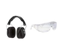 3M Casque Antibruit Pliable 90563E, protection auditive confortable recommandée pour des niveaux de bruit compris entre 94 et 105 dB, noir, 1 pièce & Brueder Mannesmann M40100 Glasses