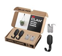 3M CLAW 6,8 kg. 2 crochets noirs pour cloison sèche et 2 crochets supplémentaires, solution de suspension lourde pour sacs à dos, vestes, images et décoration de chambre, crochets muraux mignons - Lot
