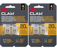3M CLAW Crochets pour Accrocher des Tableaux sur des murs en plâtre, 4 Crochets - Poids Maxi testé jusqu'à 20 kg - Idéal pour Fixer des Objets lourds, Miroirs, Décoration d'intérieur, sans Outil