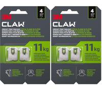 3M CLAW Crochets pour Accrocher des Tableaux sur des murs en plâtre, 4 Crochets - Poids Maxi testé jusqu'à 11 kg - Idéal pour Fixer des Objets lourds, Miroirs, Décoration d'intérieur, sans Outil