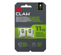 3M CLAW Crochets pour Accrocher des Tableaux sur des murs en plâtre, 4 Crochets - Poids Maxi testé jusqu'à 11 kg - Idéal pour Fixer des Objets lourds, Miroirs, Décoration d'intérieur, sans Outil