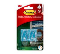 3M Command crochet transparent OUTDOOR 17091AW, 2 crochets, taille M, plastique, trans. incl. 4 strips taille M, capacité de charge 0,9 kg x9 morceau