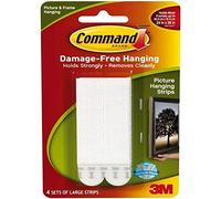 3M Command Fermeture adhésive à l'arrière, bandes, 1,80 cm (0,71 ") x 7,80 cm (3,07 po), blanc