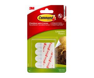 3M Command Poster Strips 17024 Multipack Taille : S, blanc x12 morceau