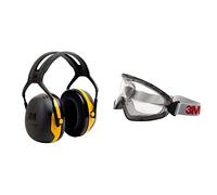 3M Coquilles antibruit Peltor X2 ; protection des oreilles, protection auditive contre les niveaux de bruit dans la gamme de 94 à 105 dB, pack de 1 & Lunettes-masque de sécurité 3M™ 2890SA, Classic