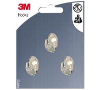 3M - Crochet adhésif - Ovale petit - Crochet pointe plastique - Supporte 0,3 kg - Transparent - Lot de 3