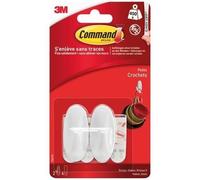 3M – Crochet adhésif ovale petit – Pointe plastique – Supporte 450 g – Lot de 2