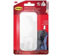3M - Crochet adhésif - Rectangulaire extra large - Crochet pointe plastique - Supporte 4,5 kg - Blanc