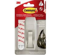 Command (3M) Crochet grand Modern – métal nickel brossé, 2,2 kg, fixation sans dommage