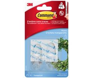 3M Crochet, oval, plastique, transparent, taille: M