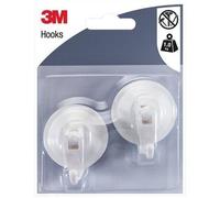 3M - Crochet ventouse - Rond - Supporte 1 kg - Blanc - Lot de 2