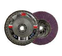 3M Disque à lamelles 769F, type 29 Quick Change, 60+, 4-1/2" x 5/8-11, abrasif haute performance, disque de meulage et de finition en céramique de précision, acier au carbone, acier inoxydable