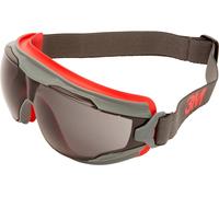 3M GoggleGear 500 Lunettes-masque GG502SGAF-EU, monture rouge-gris, oculaires gris, serre-tête néoprène noir x10 morceau