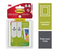 3M Languettes fixation tableau assortiment - Blanc - 18PM + 16MM