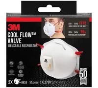 3M - Masque anti-poussière - FFP3 - Avec valve respiratoire réutilisable - Lot de 2