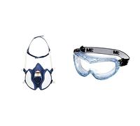3M Masque protection pour pulvérisation de peinture 4255+, A2P3, 1 paquet & Lunettes-masque de sécurité Fahrenheit - Protection anti-buée - 1 pièce - Bleu/Transparent