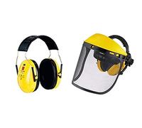 3M Peltor Casque antibruit Optime I H510A-401-GU - Jaune - Serre-tête, 27 dB & OREGON - Visière en Maille d'Acier & Protège-Oreilles Réglable, Protection du Visage, du Front et des Oreilles