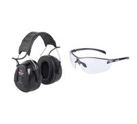 3M PELTOR Casque ProTac™ III, noir, 32 dB, serre-tête, MT13H221A & Bollé Safety Silium+ Incolores Lunettes Traitement Anti-Buée Platinum SILPPSI Chasse Sport Tir Pêche Travail Sécurité Antibuée
