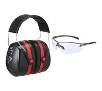 3M PELTOR Optime III H540A - H54001, Casque anti bruit, Protection auditive de travail & Bollé Safety Silium+ Incolores Lunettes Traitement Anti-Buée Platinum SILPPSI Chasse Sport Tir Pêche