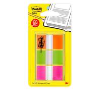 3M Post-it Index 680-OLP, 25,4 mm x 43,2 mm, orange, vert citron, rose, 3 x 20 bandes adhésives x24 morceau