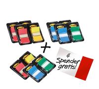 3M Post-it Index 680-P12, 25,4 mm x 43,2 mm, bleu, jaune, vert, rouge, 8 x 50 bandes adhésives en distributeur x3 morceau